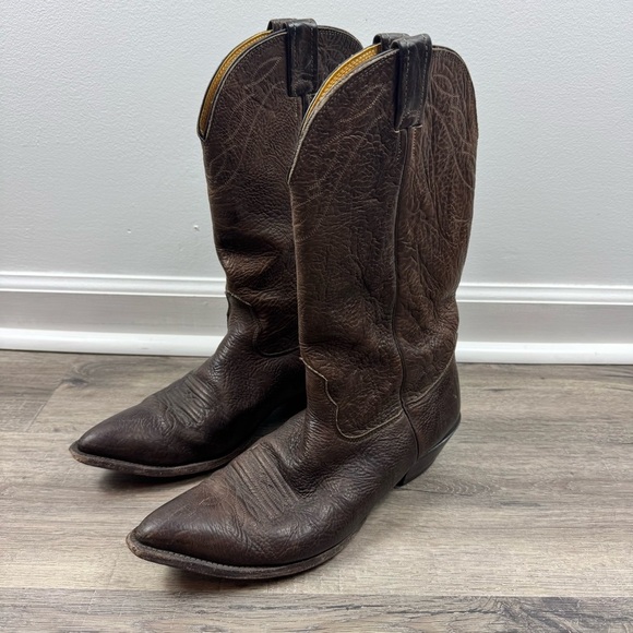 Nocona Leather Cowboy Boots Men’s Size 12 Dark Brown Western Boot - Picture 4 of 12